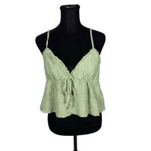 L.A. Hearts Cropped Textured Sage Green Cami Blouse - Women’s M